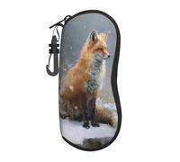 Woshuwo Red Fox Sits By The River - Funda portátil para gafas de sol