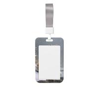 Woshuwo Red Fox Sits by The River - Soporte para tarjetas de identificación deslizante, plástico duro, protector de etiqueta de nombre para enfermeras y oficina