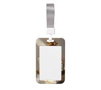 Woshuwo Regalos envueltos con cintas doradas, lazos deslizantes, soporte para tarjetas de identificación de plástico duro, protector de etiqueta de nombre para enfermeras y oficina