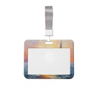 Woshuwo Sailboat in The Ocean - Funda para tarjetas de identificación deslizante, plástico duro, protector de etiqueta de nombre para enfermeras y oficina