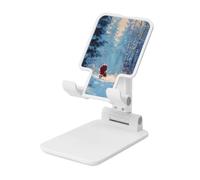Woshuwo Santa Claus Walking The Snow-Covered Forest Soporte plegable para teléfono celular, ángulo ajustable, altura de escritorio, portátil, compatible con todos los teléfonos inteligentes, estilo