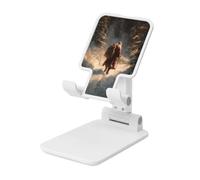 Woshuwo Santa Claus Walking The Snow Forest Soporte plegable para teléfono celular, ángulo ajustable, altura de escritorio, portátil, compatible con todos los teléfonos inteligentes, estilo blanco