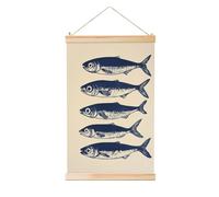 Woshuwo Sardinas, Side By Side, On A Cream Linen Hanging Paint, arte de pared de lino, obra de arte moderna para decoración de granja, 40 x 60 cm