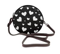 Woshuwo Scattering Of White Hearts Minimal - Bolso cruzado redondo de piel para mujer