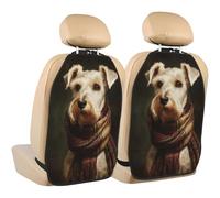 Woshuwo Schnauzer - Protector para asiento trasero de coche con bufanda a cuadros, 2 unidades con bolsillos de almacenamiento para vehículos para proteger de la suciedad y arañazos en el barro