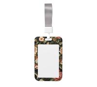 Woshuwo Serpientes con crisantemos, peonías, soporte deslizante para tarjetas de identificación, de plástico duro, protector de etiqueta de nombre para enfermeras y oficina