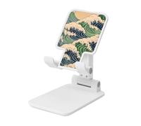 Woshuwo Simple Japanese Waves - Soporte plegable para teléfono celular, ángulo ajustable, altura de escritorio, portátil, compatible con todos los teléfonos inteligentes, estilo blanco