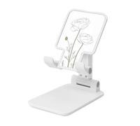 Woshuwo Simple Line Art - Soporte plegable para teléfono celular con dos flores, ángulo ajustable, altura de escritorio, portátil, compatible con todos los teléfonos inteligentes, estilo blanco