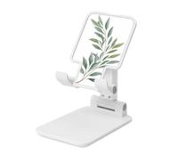 Woshuwo Simple Olive Branch Soporte plegable para teléfono celular, ángulo ajustable, altura de escritorio, portátil, compatible con todos los teléfonos inteligentes, estilo blanco