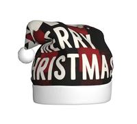 Woshuwo Sombrero de Papá Noel a cuadros rojos y negros con texto en inglés "Merry Christmas" para adultos