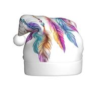 Woshuwo Sombrero de Papá Noel bohemio con diseño de atrapasueños, colores pastel, para adultos