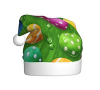 Woshuwo Sombrero de Papá Noel colorido con diseño de huevos de Pascua con lunares de Dota para adultos, gorro de Navidad novedoso