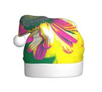 Woshuwo Sombrero de Papá Noel colorido con flores de manzanilla para adultos, gorro de Navidad novedoso