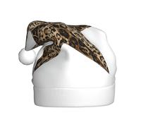 Woshuwo Sombrero de Papá Noel con estampado de estrella y pantera para adultos, gorro de Navidad novedoso