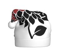 Woshuwo Sombrero de Papá Noel con flor de dalia rosa y negra para adultos, gorro de Navidad novedoso