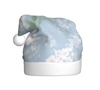 Woshuwo Sombrero de Papá Noel con flores blancas y hojas verdes para adultos