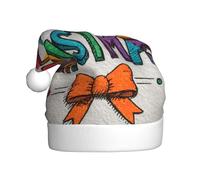 Woshuwo Sombrero de Papá Noel con lazo y texto en inglés "Words Merry Christmas" para adultos