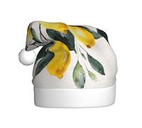 Woshuwo Sombrero de Papá Noel con ramo de limón para adultos, gorro de Navidad novedoso