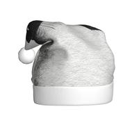 Woshuwo Sombrero de Papá Noel con silueta de gato que mira para adultos, gorro de Navidad novedoso