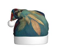 Woshuwo Sombrero de Papá Noel de guacamayo escarlata en una rama de la selva para adultos, gorro de Navidad novedoso