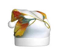 Woshuwo Sombrero de Papá Noel de hoja de ginkgo dorado para adultos, gorro de Navidad novedoso