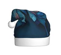 Woshuwo Sombrero de Papá Noel de mariposa azul místico para adultos, gorro de Navidad novedoso
