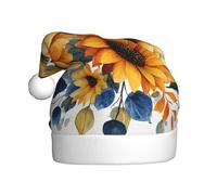 Woshuwo Sombrero de Papá Noel floral de girasol para adultos, gorro de Navidad novedoso