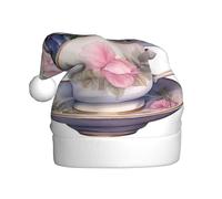 Woshuwo Sombrero de Papá Noel floral en acuarela para adultos, gorro de Navidad novedoso