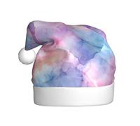 Woshuwo Sombrero de Papá Noel para adultos, teñido anudado, colores pastel, mármol, rosa, azul, gorro de Navidad para adultos