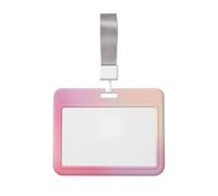 Woshuwo Soporte minimalista de plástico duro para tarjetas de identificación, color rosa degradado pastel a marfil, protector de etiqueta de nombre para enfermeras y oficina