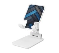 Woshuwo Soporte plegable de madera azul y negro minimalista para teléfono celular, ángulo ajustable, altura de escritorio, portátil, compatible con todos los teléfonos inteligentes, estilo blanco