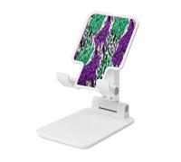 Woshuwo Soporte plegable para teléfono celular, color morado, verde, puntos negros, patrón abstracto, ángulo ajustable, altura de escritorio, portátil, compatible con todos los teléfonos inteligentes