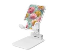 Woshuwo Soporte plegable para teléfono celular, color rosa claro, verde menta, amarillo, flores, ángulo ajustable, altura de escritorio, portátil, compatible con todos los teléfonos inteligentes
