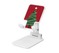 Woshuwo Soporte plegable para teléfono celular con diseño de árbol de Navidad con una estrella en rojo, ángulo ajustable, altura de escritorio, portátil, compatible con todos los teléfonos