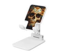 Woshuwo Soporte plegable para teléfono celular con diseño de calavera gótica del Día de los Muertos, ángulo ajustable, altura de escritorio, portátil, compatible con todos los teléfonos inteligentes