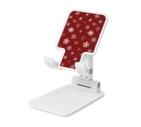 Woshuwo Soporte plegable para teléfono celular con diseño de copos de nieve blancos sobre rojo, altura ajustable, soporte portátil para escritorio, compatible con todos los teléfonos inteligentes
