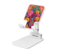 Woshuwo Soporte plegable para teléfono celular con diseño de corazón sagrado y flores de cactus mexicano, ángulo ajustable, altura de escritorio, portátil, compatible con todos los teléfonos
