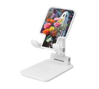Woshuwo Soporte plegable para teléfono celular con diseño de fantasmas y flores de Halloween, altura ajustable, compatible con todos los teléfonos inteligentes, estilo blanco