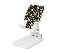 Woshuwo Soporte plegable para teléfono celular con diseño de flores pequeñas, ángulo ajustable, altura de escritorio, portátil, compatible con todos los teléfonos inteligentes, estilo blanco