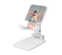 Woshuwo Soporte plegable para teléfono celular con diseño de muñeco de nieve que se balancea en un columpio, ángulo ajustable, altura de escritorio, portátil, compatible con todos los teléfonos