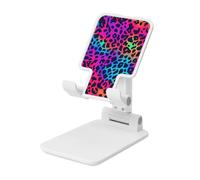 Woshuwo Soporte plegable para teléfono celular con estampado de leopardo arcoíris de neón y ángulo ajustable, altura de escritorio, portátil, compatible con todos los teléfonos inteligentes, estilo