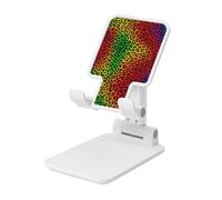 Woshuwo Soporte plegable para teléfono celular con estampado de leopardo de colores arcoíris, altura ajustable, soporte portátil de escritorio, compatible con todos los teléfonos inteligentes, estilo
