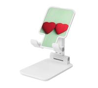 Woshuwo Soporte plegable para teléfono celular con forma de corazón rojo sobre verde, ángulo ajustable, altura de escritorio, portátil, compatible con todos los teléfonos inteligentes, estilo blanco