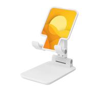 Woshuwo Soporte plegable para teléfono celular con forma geométrica de círculo amarillo, altura ajustable, soporte portátil compatible con todos los teléfonos inteligentes, estilo blanco