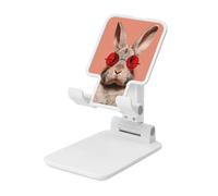 Woshuwo Soporte plegable para teléfono celular con lentes de sol rojos, ángulo ajustable, altura de escritorio, portátil, compatible con todos los teléfonos inteligentes, estilo blanco