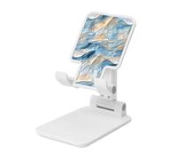 Woshuwo Soporte plegable para teléfono celular con ondas naturales u hojas, ángulo ajustable, altura de escritorio, portátil, compatible con todos los teléfonos inteligentes, estilo blanco