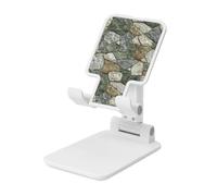 Woshuwo Soporte plegable para teléfono celular con paredes de piedra de colores gris y verde, ángulo ajustable, altura de escritorio, portátil, compatible con todos los teléfonos inteligentes, estilo