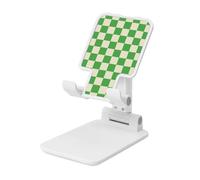 Woshuwo Soporte plegable para teléfono celular con patrón de tablero de ajedrez verde y blanco, ángulo ajustable, altura de escritorio, portátil, compatible con todos los teléfonos inteligentes