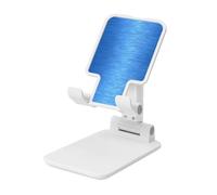 Woshuwo Soporte plegable para teléfono celular con textura azul metálica, ángulo ajustable, altura de escritorio, portátil, compatible con todos los teléfonos inteligentes, estilo blanco