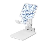 Woshuwo Soporte plegable para teléfono celular, diseño clásico azul y blanco, ángulo ajustable, altura de escritorio, portátil, compatible con todos los teléfonos inteligentes, estilo blanco